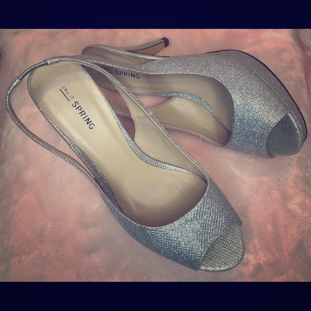 Call it Spring Evelaines Silver Glitter 3 in Heels